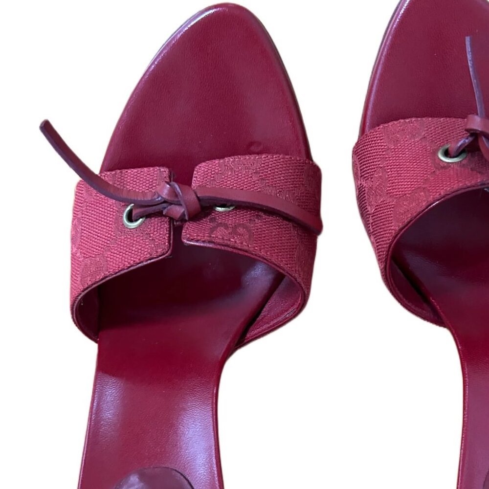 GUCCI RED STILETTO SANDALS SIZE 8 1/2 B - Picture 14 of 16